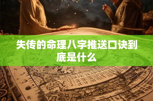 失传的命理八字推送口诀到底是什么