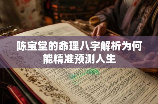 陈宝堂的命理八字解析为何能精准预测人生 陈宝堂的命理八字解析为何能精准预测人生
