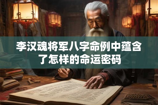 李汉魂将军八字命例中蕴含了怎样的命运密码