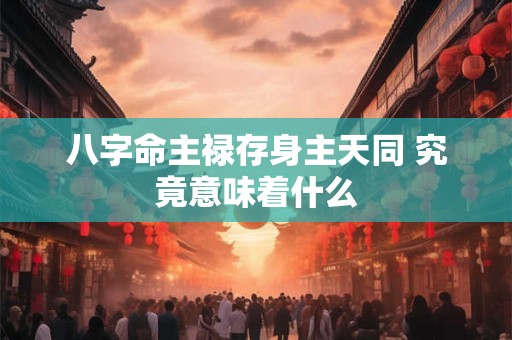 八字命主禄存身主天同 究竟意味着什么