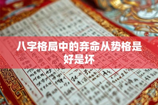 八字格局中的弃命从势格是好是坏