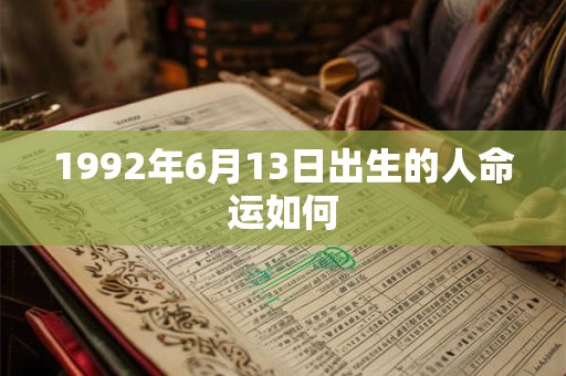 1992年6月13日出生的人命运如何