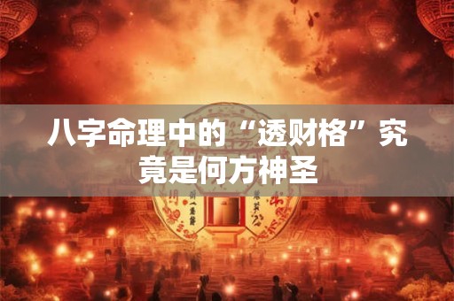 八字命理中的“透财格”究竟是何方神圣