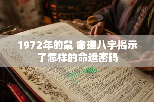 1972年的鼠 命理八字揭示了怎样的命运密码
