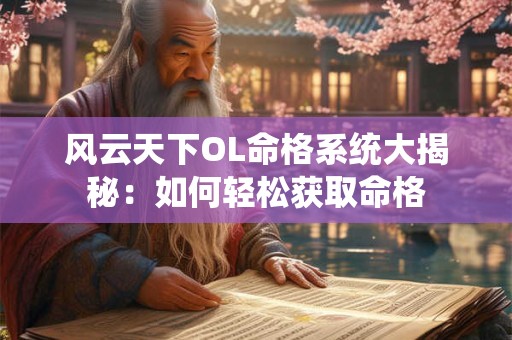 风云天下OL命格系统大揭秘:如何轻松获取命格 风云天下OL命格系统大揭秘:如何轻松获取命格