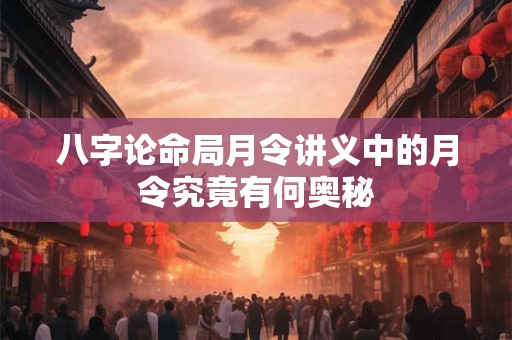 八字论命局月令讲义中的月令究竟有何奥秘