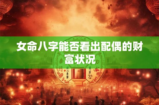 女命八字能否看出配偶的财富状况 女命八字能否看出配偶的财富状况