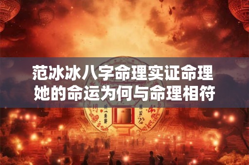 范冰冰八字命理实证命理 她的命运为何与命理相符