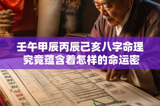 壬午甲辰丙辰己亥八字命理 究竟蕴含着怎样的命运密码