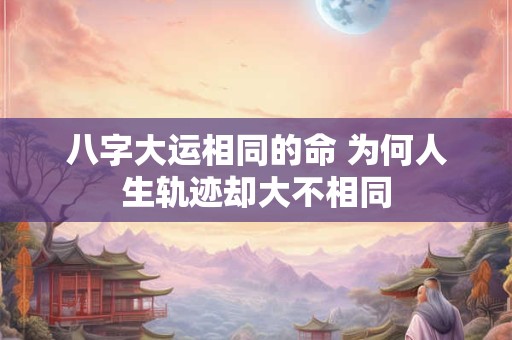八字大运相同的命 为何人生轨迹却大不相同