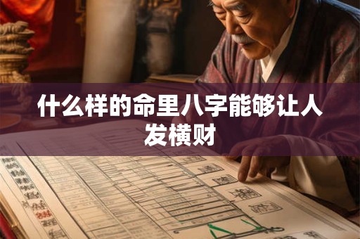什么样的命里八字能够让人发横财