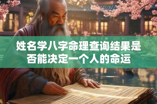 姓名学八字命理查询结果是否能决定一个人的命运