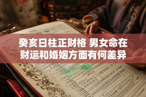 癸亥日柱正财格 男女命在财运和婚姻方面有何差异