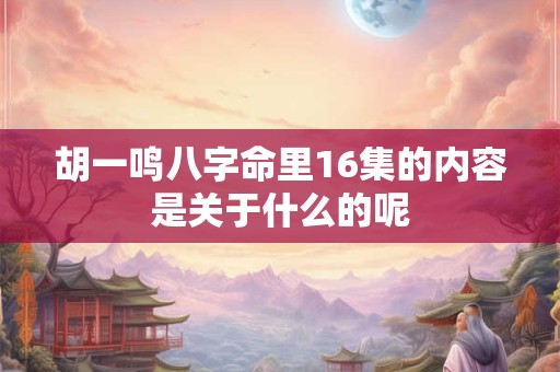 胡一鸣八字命里16集的内容是关于什么的呢