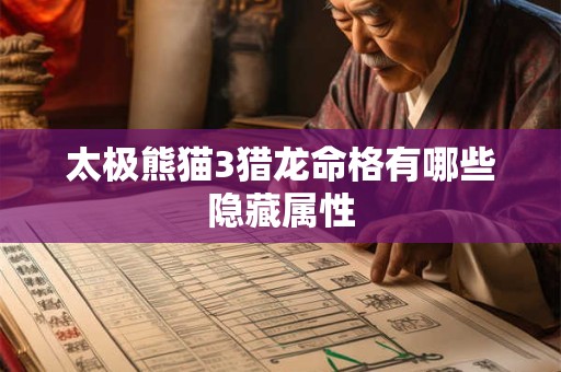 太极熊猫3猎龙命格有哪些隐藏属性