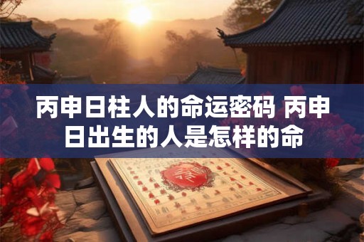 丙申日柱人的命运密码 丙申日出生的人是怎样的命