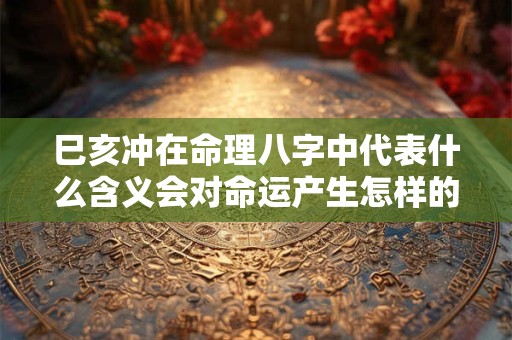 巳亥冲在命理八字中代表什么含义会对命运产生怎样的影响 巳亥冲在命理八字中代表什么含义会对命运产生怎样的影响