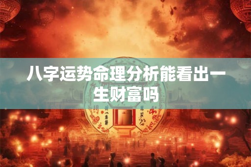 八字运势命理分析能看出一生财富吗