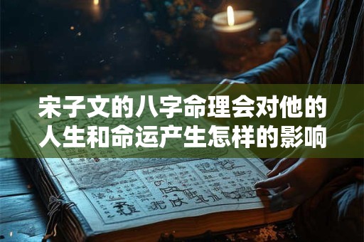 宋子文的八字命理会对他的人生和命运产生怎样的影响 宋子文的八字命理会对他的人生和命运产生怎样的影响
