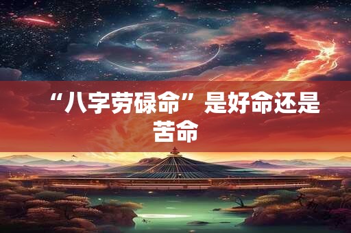 “八字劳碌命”是好命还是苦命