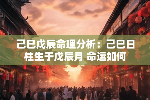 己巳戊辰命理分析：己巳日柱生于戊辰月 命运如何