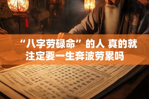 “八字劳碌命”的人 真的就注定要一生奔波劳累吗