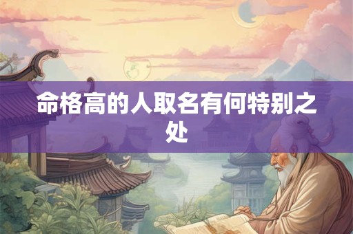 命格高的人取名有何特别之处