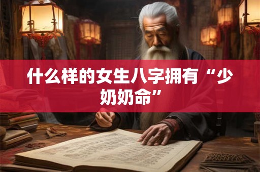 什么样的女生八字拥有“少奶奶命”