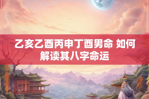 乙亥乙酉丙申丁酉男命 如何解读其八字命运