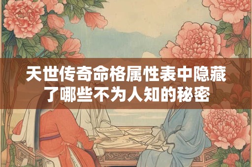 天世传奇命格属性表中隐藏了哪些不为人知的秘密 天世传奇命格属性表中隐藏了哪些不为人知的秘密
