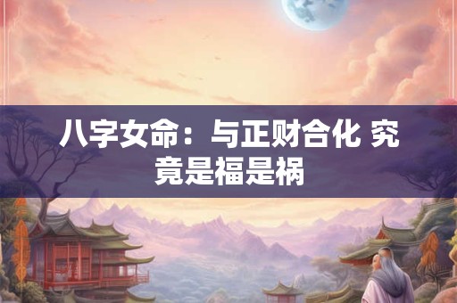 八字女命：与正财合化 究竟是福是祸