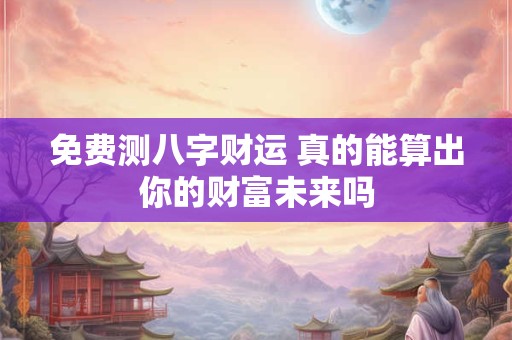 免费测八字财运 真的能算出你的财富未来吗