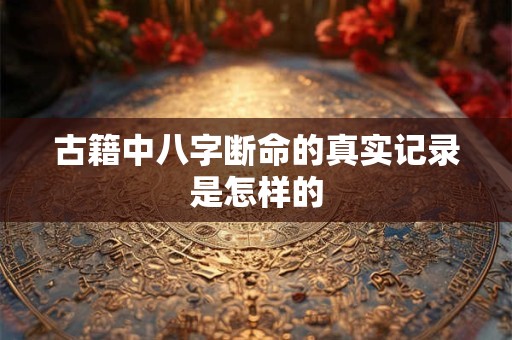古籍中八字断命的真实记录是怎样的