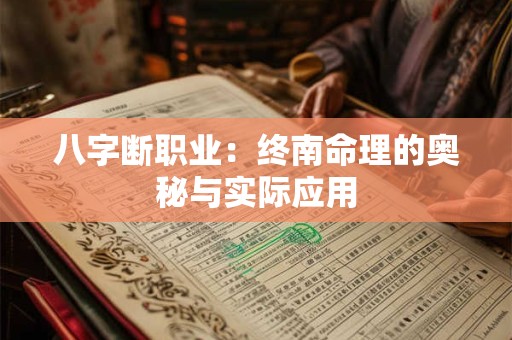 八字断职业：终南命理的奥秘与实际应用