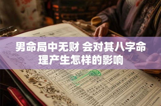 男命局中无财 会对其八字命理产生怎样的影响
