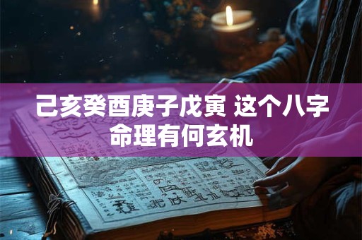 己亥癸酉庚子戊寅 这个八字命理有何玄机