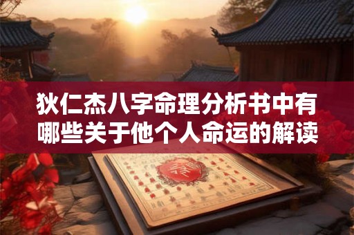 狄仁杰八字命理分析书中有哪些关于他个人命运的解读