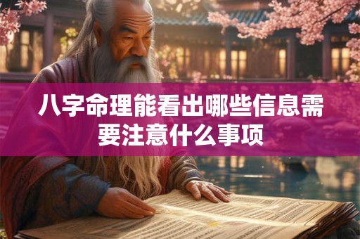 八字命理能看出哪些信息需要注意什么事项