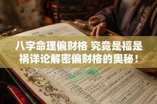 八字命理偏财格 究竟是福是祸详论解密偏财格的奥秘! 八字命理偏财格 究竟是福是祸详论解密偏财格的奥秘!