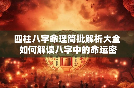 四柱八字命理简批解析大全 如何解读八字中的命运密码