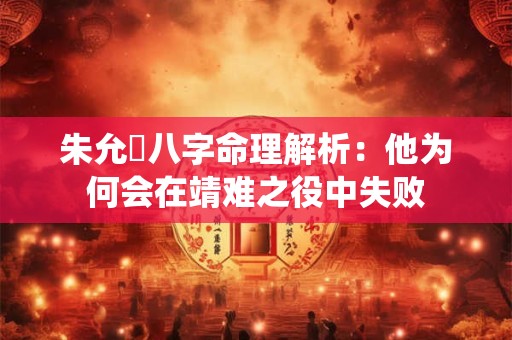 详细阅读:朱允炆八字命理解析:他为何会在靖难之役中失败 朱允炆八字命理解析:他为何会在靖难之役中失败