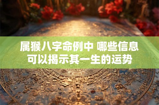 属猴八字命例中 哪些信息可以揭示其一生的运势
