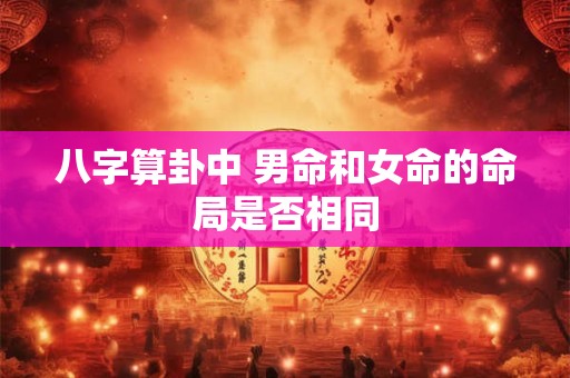 八字算卦中 男命和女命的命局是否相同