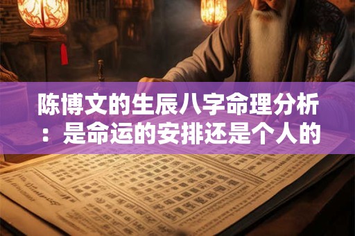 陈博文的生辰八字命理分析：是命运的安排还是个人的选择