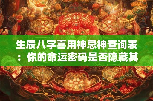 生辰八字喜用神忌神查询表：你的命运密码是否隐藏其中
