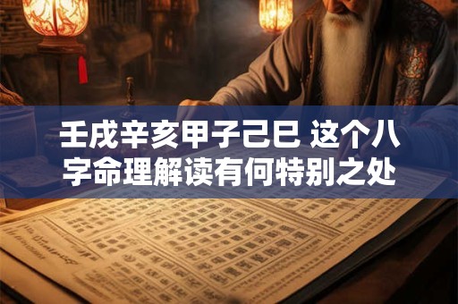 壬戌辛亥甲子己巳 这个八字命理解读有何特别之处