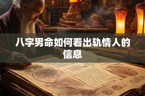 八字男命如何看出轨情人的信息