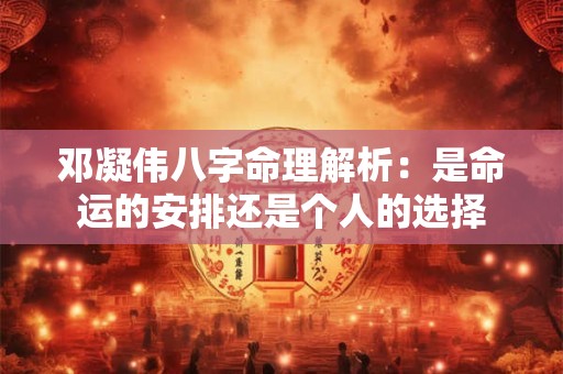邓凝伟八字命理解析：是命运的安排还是个人的选择