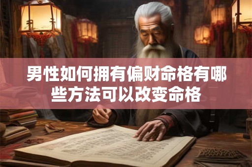 男性如何拥有偏财命格有哪些方法可以改变命格