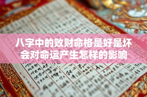 八字中的败财命格是好是坏会对命运产生怎样的影响
